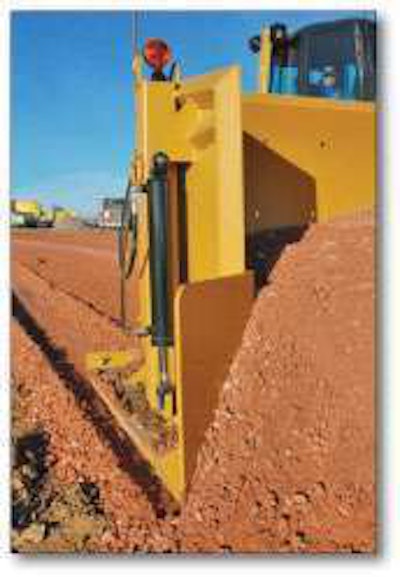 Mullet credits the plow device on each side of the blade as “the reason the whole thing works.” It keeps gravel from getting underneath the skids and disrupting grade.
