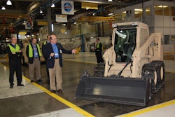 Wichita plant manager Todd Seeley introduces the M400W, which features removable steel crawler tracks.