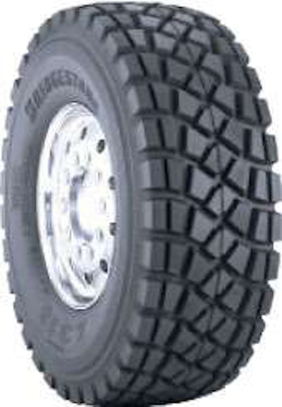 The Bridgestone L315 is designed for axles carrying extra-heavy loads where extra traction is required. The wide footprint increases flotation while allowing a higher payload – up to 12,300 pounds at 120 psi.