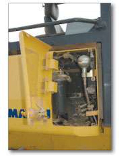 Look for leaks near the hydraulic control valves.