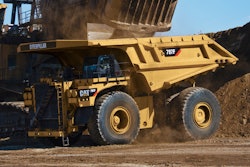 Cat 797 F Left Front Shovel Loading Close Crop