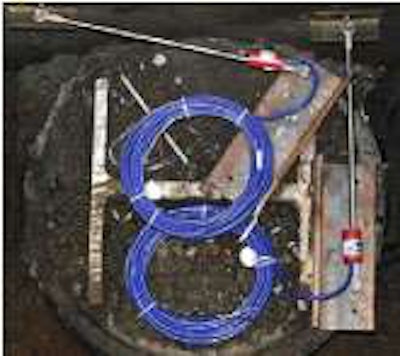 Crack meters in reference pile enclosures (bottom) measure the longitudinal and lateral displacements on East Montpelier Bridge in Vermont.