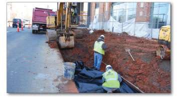 Showalter’s crews laid pipe, backfilled, graded and poured concrete at this site in Huntersville, North Carolina.