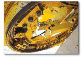 Look at the condition of the drive gear and pinion seals on the circle, and check for cracks and welds.