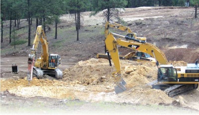 Eagle Mountain has moved 100,000 cubic yards of dirt and laid 30,000 linear feet of underground pipe on this $4.6 million Clear Creek Apartments job.