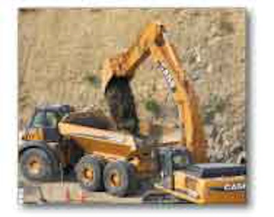 Like most manufacturers serving the large excavator market, Case offers corresponding articulated dump trucks.