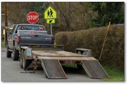 A pickup is a good option for moving smaller machines. Make sure you follow the manufacturer’s guidelines for towing with your vehicle including gross vehicle weight limits, which are effected by passengers, tools, supplies, fuel, the weight of the trailer and the weight of the equipment being transported.
