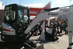 The Bobcat E26 minimal tail swing excavator is part of the new M-Series rolled out in 2009. The unit was shown for the first time at CONEXPO-CON/AGG 2011 in Las Vegas