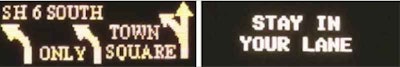 Dynamic message sign installed 900 feet ahead of intersection displays allow travel movements for the three left-turn lanes, and alternate message reminding drivers to stay in their lane.