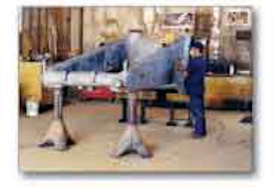 Stripped down to the frame, the Cat D8L had all major components either rebuilt or replaced. Before being rebuilt, the frame was inspected, repaired, sanded and repainted.