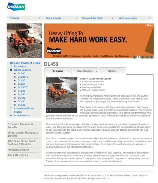 Doosan Website Screenshot