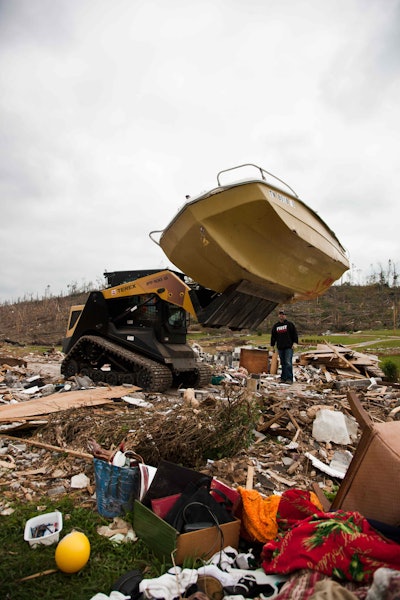 Terex provided a PT100G compact track loader to help with cleanup after a tornado in Ringgold, Ga.