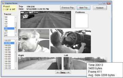 The interior of Integrated Vehicle-Based Safety Systems (IVBSS) heavy truck; the vehicle was instrumented to capture detailed data on the driving environment, driver behavior, warning system activity and vehicle kinematics.