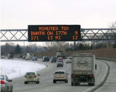In the Canton/Akron, Ohio area, new variable message signs give traffic times and will be tied into statewide ITS, where current messages can be displayed in real time.