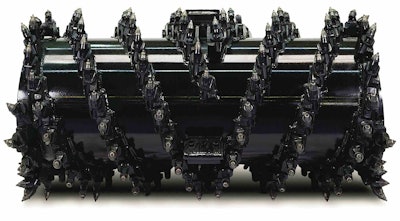 Fine milling involves swapping out a milling machine’s standard road-milling drum (bits spaced roughly 16 mm apart) with a fine-milling drum exhibiting more closely spaced bits, 0.3 inches (8 mm) apart or less