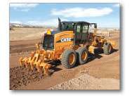 Attachments available for the Case 865B VHP motor grader model include a rear ripper, shown here tearing up the dirt, as well as a scarifier, push block, dozer blade and front-mounted counterweight.