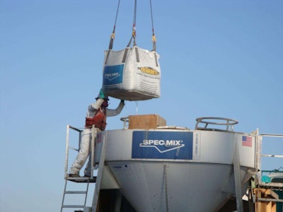 126 3,000-pound bulk bags of Quikrete General Purpose Non-Shrink Grout and 104 3,000-pound bulk bags of Flowcrete V were used on this job