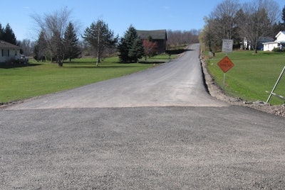 A new asphalt road on recycled base.
