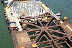 Tower D of the San Francisco-Bay Bridge during reconstruction