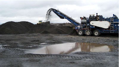 Shingle recycling requires the shingles to be ground to 3/8-inch minus size.