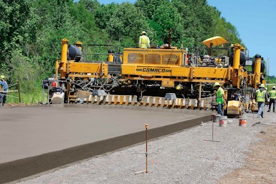 Hinkle Contracting slipformed a concrete overlay on Interstate 59 in Etowah County, Ala., with its GOMACO paving train. The project features the zero-blanking band for measuring smoothness, and Hinkle's overall average has been less than a 20.