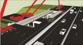 Concept of the superstructure placement for the I-93 ‘Fast 14’ Rapid Bridge Replacement Project in Medford, Mass. completed in the summer of 2011.