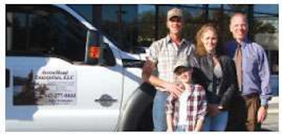 2011 Contractor’s Dream Package winner Jonathan Kimmett with wife Joan, son Justin and Ford Commercial Business Manager A.N. “Butch” Gosline.