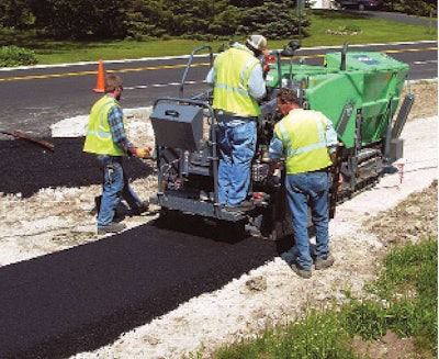 With cutoff shoes, the Vögele Super 700 tracked asphalt paver can lay a bike or cart path mat as narrow as 20 inches. Yet, with bolt-on extensions, the compact paver can run out to 10 feet 6 inches for conventional commercial jobs or even the repair of milled pavements on roadways.