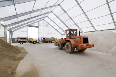 The Indiana DOT has installed two new salt storage facilities what are made of fabric