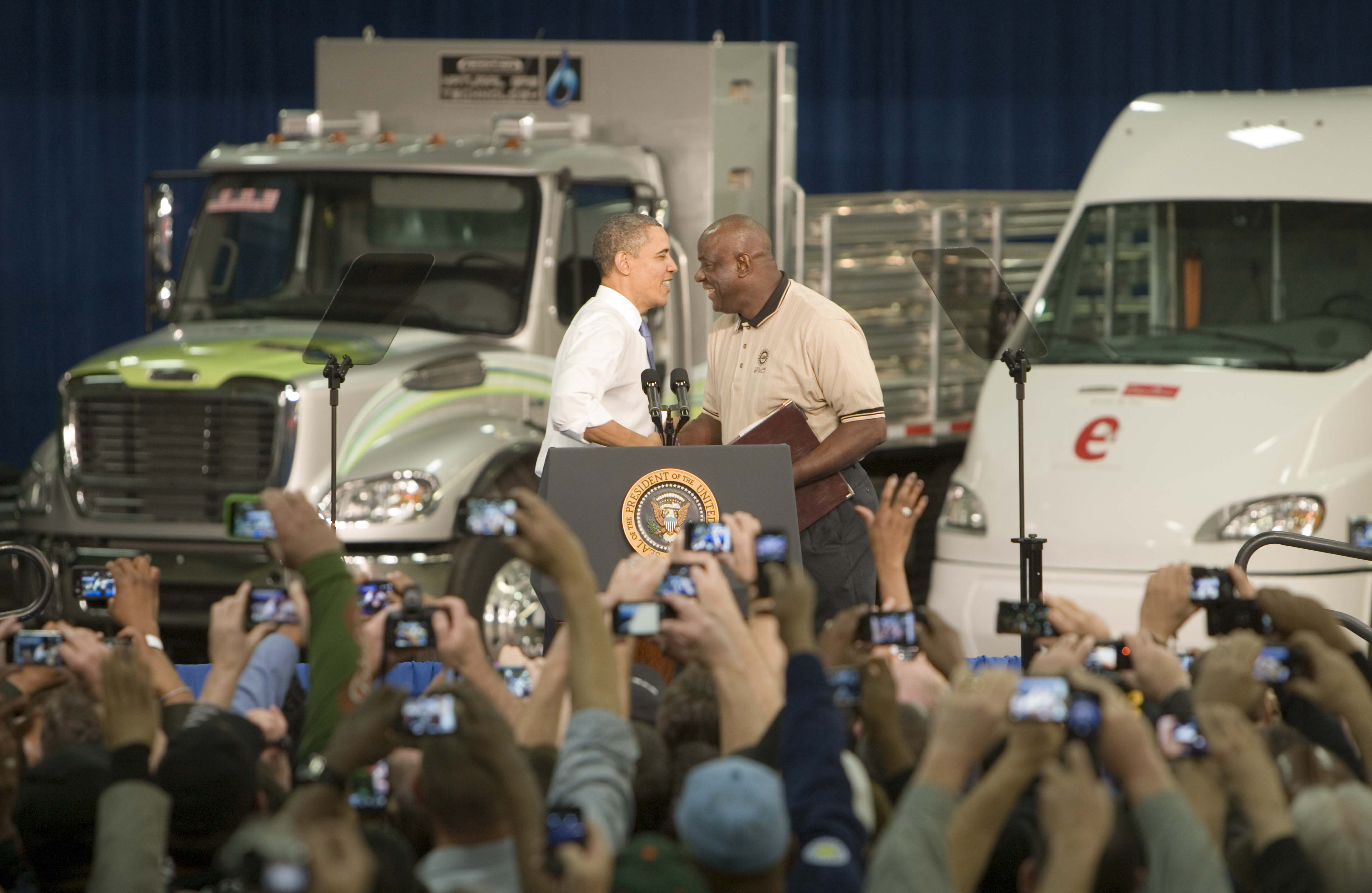 During a visit Daimler Trucks North America's manufacturing facility in Mount Holly, N.C., President Barack Obama announced a $1 billion National Community Deployment Challenge designed to spur deployment of clean, advanced vehicles in communities around the country
