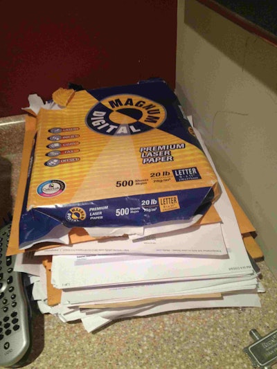 Another stack that awaits the Illinois Tollway’s shredding services.