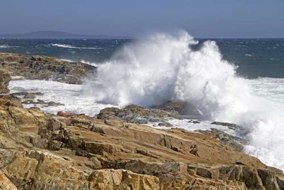 Powerful waves hit the coastline at Acadia National Park in Maine
