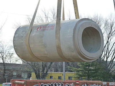 Oldcastle Precast, contracted by Tony DePaul & Son, supplied custom engineered elliptical precast concrete pipe for the Milnor Street spur stormwater drainage system.