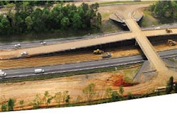 A temporary overpass over I-85 leads to temporary median onramps for roadbuilders and equipment.