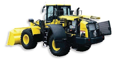 Komatsu WA390-7’s swing-out fenders give additional service access.