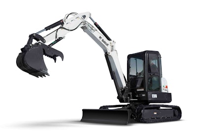 E55 compact excavator with extendable arm option