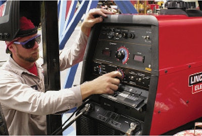 The Lincoln Electric Ranger series of welders, offer a full range of stick, TIG, MIG, flux cored welding and carbon arc gouging. The series comes with either a 23-horsepower Kohler gasoline, Kohler LPG or 18-horsepower Kubota diesel engine. The welder-generators produce 10,000 to 11,000 watts of peak power and 9,000 to 9,500 watts of continuous power. Their compact footprints and weights between 510 and 660 pounds make them adaptable to a wide range of service truck installations.