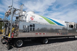 Pipelines on wheels. Until the infrastructure is built, the natural gas industry will supply many commercial customers using mobile fuel stations like this one from Encana Natural Gas.