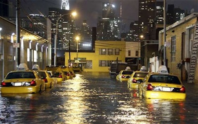 Flooded taxis in Queens, New York. Credit: The Telegraph