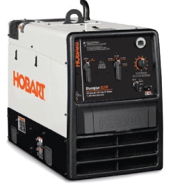 Hobart’s Champion Elite combines an AC generator with an AC/DC stick welder offering 260 amps AC and 225 amps DC welding, along with 11,000 watts of peak generator power. It has a 12-gallon fuel tank supplying a Kohler 23-horsepower gasoline engine and an auto-idle feature to save fuel and reduce noise. Quick set currrent controls allow you to dial in coarse or fine range amperage adjustments for better welding control.