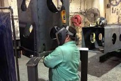 Terex Utilities’ new Pedestal Welding station allows workers to weld large pedestals while seated.