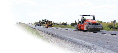 The contractor ran a rubber-tired roller in the intermediate position to help produce a high-quality asphalt pavement on Highway 146.