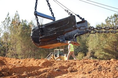 The bucket holds up to 78 cubic yards of material.