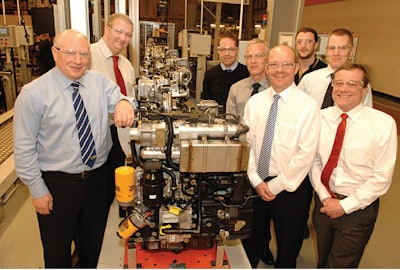 The design team responsible for the Ecomax Tier 4 Interim engine included from left Alan Tolley, director of engine programs; Nick Pease, homologation manager; Kevin Browne, principal design engineer; Alasdair Duncan, project manager; Paul McCarthy, manager, calibration and controls; Lee Stafford, Tier 4 champion; Matthew Niven, engine development manager; and Bob Womersley, chief engineer.