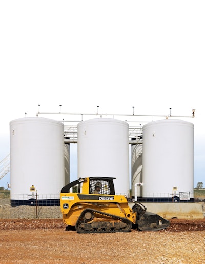 EnviroClean’s Deere CTL does clean up duty at a tank farm.