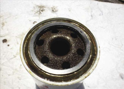Without detection, remediation or treatment, traces of ethanol in your diesel may cause widespread corrosion on mild steel elements in your fuel system, as shown here on this fuel filter faceplate and stud (below).