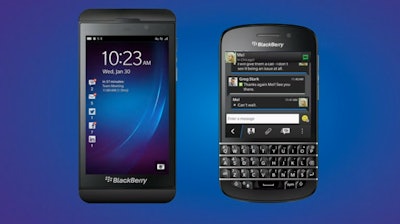 The new BlackBerry Z10, left, and Q10