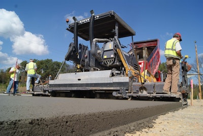 Robert Smith Inc.’s Volvo ABG7820 paver placing 5 ½ inches of RCC in Dalton, Georgia.