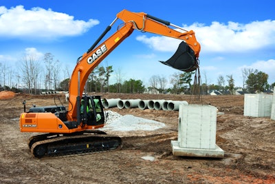 Case offers the CX250C in standard and long reach. Both feature long undercarriages for improved stability and enhanced lift capacities.