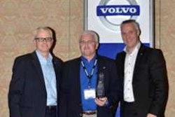 GATR dealer principal Bob Neitzke (center) receives the 2012 U.S. Dealer of the Year award from (left ) Terry Billings, Volvo Trucks vice president – business development and (right) Göran Nyberg, president, Volvo Trucks North American sales & marketing.